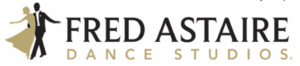Logo of a person in a dress and suit dancing with text "Fred Astaire Dance Studio"